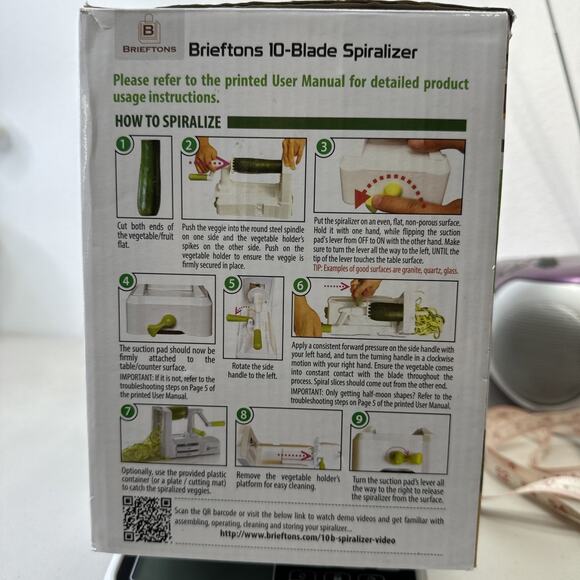 10-Blade Vegetable Spiralizer: Strongest-Heaviest Duty Spiral Slicer Brieftons - Picture 11 of 13